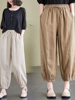 กางเกงผ้าลินิน กางเกงผ้าลินินหญิง กางเกงผ้าลินิน เอว ยางยืด