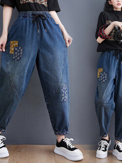 กางเกงยีนส์ญี่ปุ่น กางเกงยีนส์เอวยืด กางเกงยีนส์ขายาว By LZcotton and linen