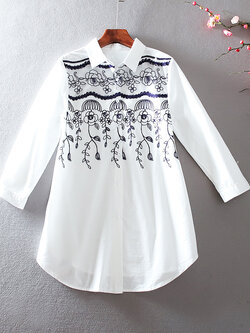 เสื้อลินิน เสื้อผ้าฝ้ายลินิน เสื้อเชิ้ตผ้าลินิน ปักลายสวยๆด้วยด้าย สไตล์VINTAGE BY Dreamroom