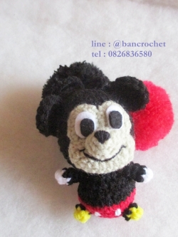 ที่ห้อยกระเป๋า พวงกุญแจตุ๊กตา มิกกี้เม้าส์ถักโครเชต์ mickey mouse dolls pom pom amigurumi crochet keychain