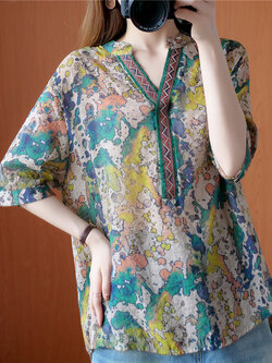 เสื้อผ้าฝ้าย เสื้อผ้าลินิน สไตล์ฤดูร้อน BY Lian Zhi Cotton and linen art สไตล์VINTAGE มีขนาดไซส์อกประมาณ 35-40 นิ้ว