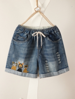 กางเกงยีนส์ ยีนส์สไตล์วินเทจ ปักลายด้าย