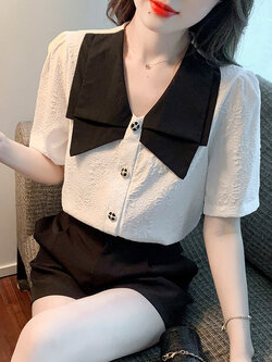 เสื้อลูกไม้ แขนสั้น