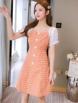 เดรสวัยรุ่น เดรสลูกไม้ชีฟอง By Meiyi women's clothing