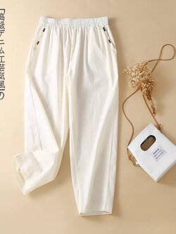 กางเกงผ้าลินิน กางเกงผ้าลินินหญิง กางเกงผ้าลินิน เอว ยางยืด