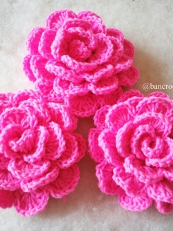กุหลาบถักไหมพรม Rose Flowers Crochet หลากสี 4 นิ้ว