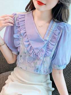 เสื้อลูกไม้ แขนสั้น