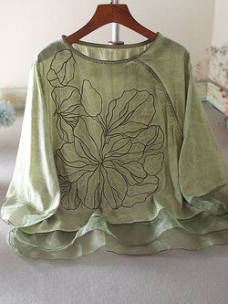 เสื้อลินิน เสื้อผ้าฝ้ายลินิน เสื้อเชิ้ตผ้าลินิน ปักลายสวยๆด้วยด้าย สไตล์VINTAGE