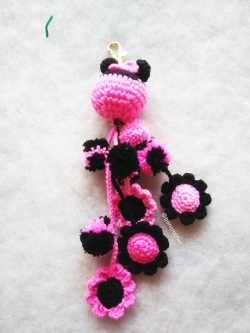  พวงกุญแจห้อยกระเป๋าหมีมินนี่ minnie sunflowers keychains สีชมพู 10 นิ้ว