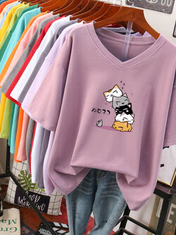 เสื้อยืดคอตตอน สกรีนลายน่ารัก มีหลากหลายสี ส่งฟรีทั่วไทย BY JIMIAO