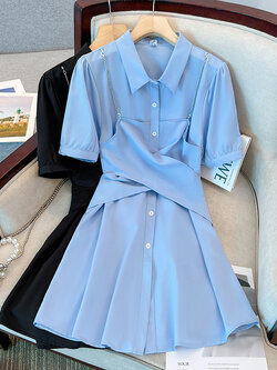 เดรสแขนสั้น มีไซส์ L-4XLอก 38-47 นิ้ว ใส่ได้ทั้งสาวหุ่นดีน่ารักจนถึงสาวอวบพลัสไซส์ จัดส่งฟรี! ทักแชทสั่งซื้อ