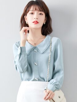 เสื้อเชิ้ตผู้หญิงแขนยาว เสื้อเชิ้ตผู้หญิงใส่ทํางาน 390 บาทต่อชิ้น ฟรีค่าจัดส่ง