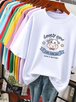 เสื้อยืดคอตตอน สกรีนลายน่ารัก มีหลากหลายสี ส่งฟรีทั่วไทย BY JIMIAO