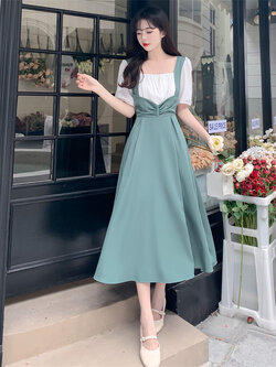 เดรสแขนสั้นมีไซส์L-4XLอก38-47นิ้ว