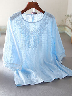 เสื้อลินิน เสื้อผ้าฝ้ายลินิน เสื้อเชิ้ตผ้าลินิน ปักลายสวยๆด้วยด้าย สไตล์VINTAGE