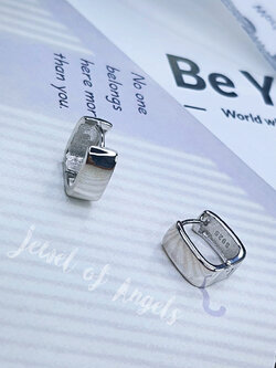 ต่างหูเงินแท้ S925 รุ่น Smooth ต่างหูห่วง4เหลี่ยมหนา สูง10.8mm เงินแท้ทั้งชิ้น Silver925 ต่างหูผู้ชาย