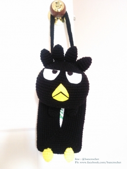 กล่องกระดาษทิชชูถักโครเชต์แบดแบดมารุ (bad badtz maru tissue box crochet cover)