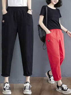 กางเกงผ้าลินิน กางเกงขายาว กางเกงผ้าลินินญี่ปุ่น กางเกงผ้าลินิน เอว ยางยืด By LZcotton and linen