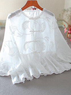 เสื้อลินิน เสื้อผ้าฝ้ายลินิน เสื้อเชิ้ตผ้าลินิน ปักลายสวยๆด้วยด้าย สไตล์VINTAGE