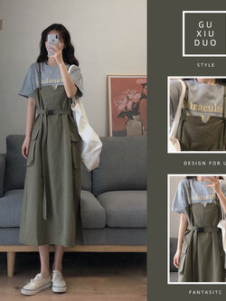 เดรสแขนสั้นมีไซส์L-4XLอก38-47นิ้ว