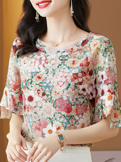 เสื้อชีฟอง เสื้อแฟชั่นสุภาพสตรีวัยผู้ใหญ่ มีไซต์ อก34นิ้ว-43นิ้ว