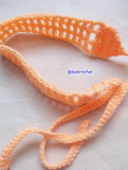 Bancrochet ที่คาดผมถักโครเชต์ crochet headband ส้มอ่อน 1-1.5*13 inch