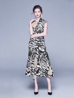 ชุดเดรสแฟชั่น เดรสแขนสั้น เดรสยาวลำลอง