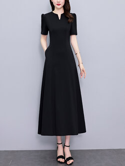 เดรสสีดำ ชุดเดรสคนอ้วน ชุดเดรสสาวพลัสไซส์ XL-5XL