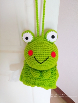 กล่องทิชชูถักเคโระ สำหรับทิชชูม้วน (keroro tissue box cover crochet for tissue roll)