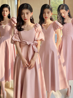 ชุดเพื่อนเจ้าสาวสีชมพู ชุดเพื่อนเจ้าสาว ชุดไปงานแต่งงาน