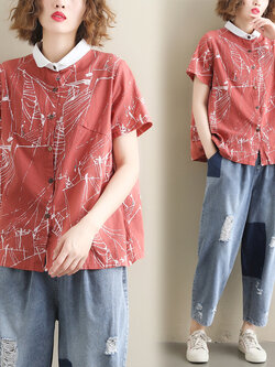 เสื้อผ้าฝ้าย เสื้อผ้าลินิน สไตล์ฤดูร้อน BY Lian Zhi Cotton and linen art สไตล์VINTAGE มีขนาดไซส์อกประมาณ 35-40 นิ้ว