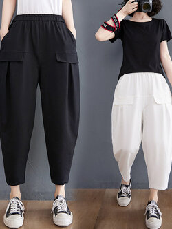 กางเกงผ้าลินิน กางเกงขายาว กางเกงผ้าลินินญี่ปุ่น กางเกงผ้าลินิน เอว ยางยืด By LZcotton and linen