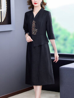 เดรสวัยผู้ใหญ่40-60ปี เดรสคุณแม่ ชุดเดรสทำงานวัยผู้ใหญ่ แบรนด์ MAMA DRESS