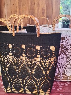Bancrochet กระเป๋าถักโครเชต์ crochet bag หลากสี 30*40 ซม.