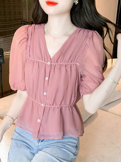 เสื้อลูกไม้ แขนสั้น