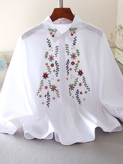 เสื้อลินิน เสื้อผ้าฝ้ายลินิน เสื้อเชิ้ตผ้าลินิน ปักลายสวยๆด้วยด้าย สไตล์VINTAGE