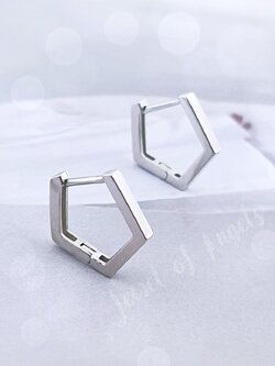 ต่างหูเงินแท้ S925 รุ่น Pentagon ต่างหูห่วงห้าเหลี่ยม มินิมอล สูง13.2mm เงินแท้ทั้งชิ้น Silver925 ต่างหูผู้ชาย ต่างหูผู้หญิง ตุ้มหูเงินแฟชั่น