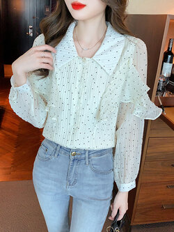 เสื้อเชิ้ตผู้หญิงแขนยาว เสื้อเชิ้ตผู้หญิงใส่ทํางาน 390 บาทต่อชิ้น ฟรีค่าจัดส่ง