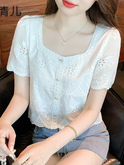 เสื้อลูกไม้ แขนสั้น