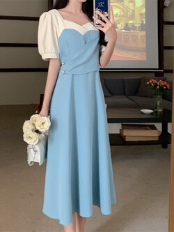 เดรสแขนสั้นมีไซส์L-4XLอก38-47นิ้ว