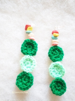 Bancrochet ต่างหูถักโครเชต์ crochet earrings สีเขียว 3.5 นิ้ว