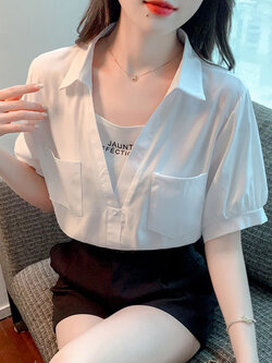 เสื้อลูกไม้ แขนสั้น