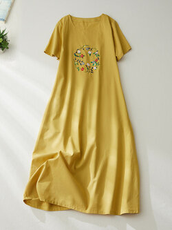 เดรสลินิน เดรสลินินเก๋ๆ เดรสผ้าฝ้าย เดรสลินินแขนสั้น ลายดอก BY LININ