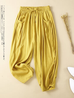 กางเกงผ้าลินิน กางเกงผ้าลินินหญิง กางเกงผ้าลินิน เอว ยางยืด