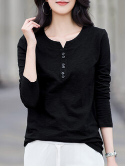 เสื้อยืดสีดำ แฟชั่น เสื้อยืด T-shirt สีดำ สวมใส่สบาย ไม่ร้อน