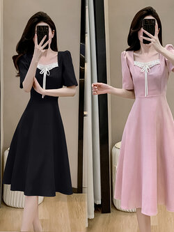 เดรสสีดำ ชุดเดรสคนอ้วน ชุดเดรสสาวพลัสไซส์ XL-5XL