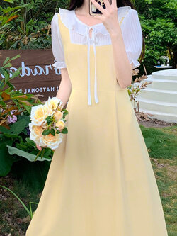 เดรสแขนสั้นมีไซส์L-4XLอก38-47นิ้ว