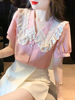 เสื้อลูกไม้ แขนสั้น