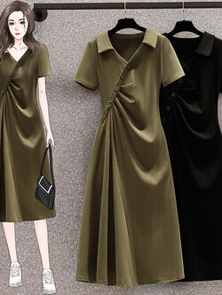 เดรสแขนสั้น มีไซส์ L-4XLอก 38-47 นิ้ว ใส่ได้ทั้งสาวหุ่นดีน่ารักจนถึงสาวอวบพลัสไซส์