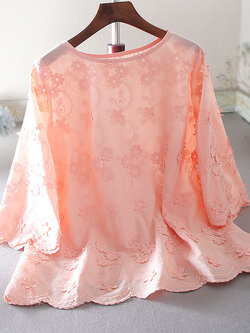 เสื้อลินิน เสื้อผ้าฝ้ายลินิน เสื้อเชิ้ตผ้าลินิน ปักลายสวยๆด้วยด้าย สไตล์VINTAGE